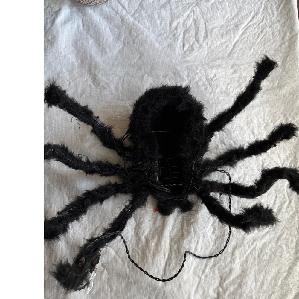 Target Halloween Orange Lighted Spider Black Fuzzy Decor 240 11 9583 2013